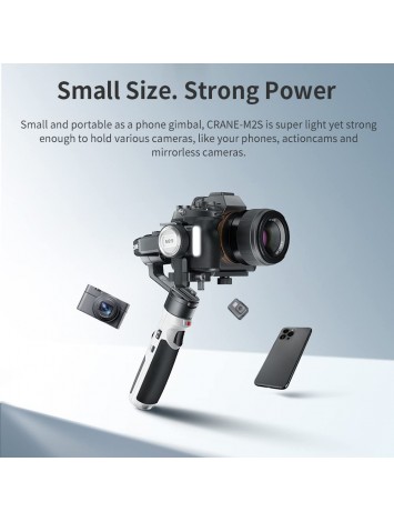 Zhiyun Crane M2S Gimbal Stabilizer for Smartphone Mirrorless DSLR Camera Action Camera,3-Axis Gimbal for iPhone Gopro Sony Canon Nikon Fujifilm Panasonic Sigma