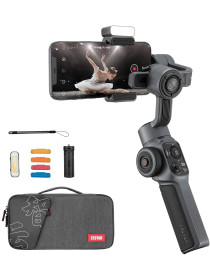 Zhiyun Smooth 5 Combo Gimbal Stabilizer, 3-Axis Handheld Smartphone Gimbal with Grip Tripod Vlog LED Fill Light for iPhone Android