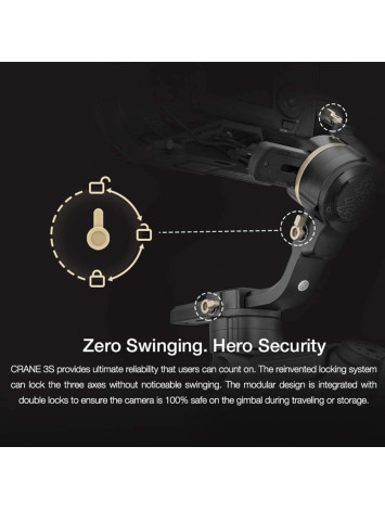 Zhiyun Crane 3S 3-Axis Handheld Gimbal Stabilizer for DSLR Cameras and Camcorder, 6.5kg Payload, Extendable Roll Axis, 12 Hours or Longer Continuous Uptime, DC-in, TransMount SmartSling Handle