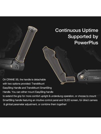 Zhiyun Crane 3S 3-Axis Handheld Gimbal Stabilizer for DSLR Cameras and Camcorder, 6.5kg Payload, Extendable Roll Axis, 12 Hours or Longer Continuous Uptime, DC-in, TransMount SmartSling Handle