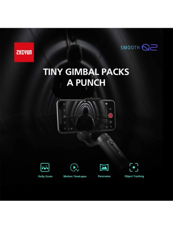 Zhiyun Smooth Q2 3-Axis Handheld Gimbal for Smartphone, Small Pocket Size 260g Max. Payload 360 Degree Rotation IOS & Android Supported Quick Release 17h Running Time, for Vlog YouTube Street Snapshot