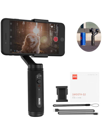 Zhiyun Smooth Q2 3-Axis Handheld Gimbal for Smartphone, Small Pocket Size 260g Max. Payload 360 Degree Rotation IOS & Android Supported Quick Release 17h Running Time, for Vlog YouTube Street Snapshot