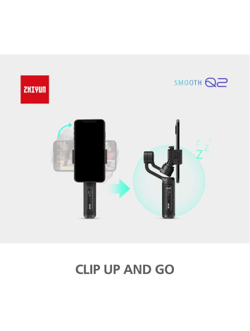 Zhiyun Smooth Q2 3-Axis Handheld Gimbal for Smartphone, Small Pocket Size 260g Max. Payload 360 Degree Rotation IOS & Android Supported Quick Release 17h Running Time, for Vlog YouTube Street Snapshot